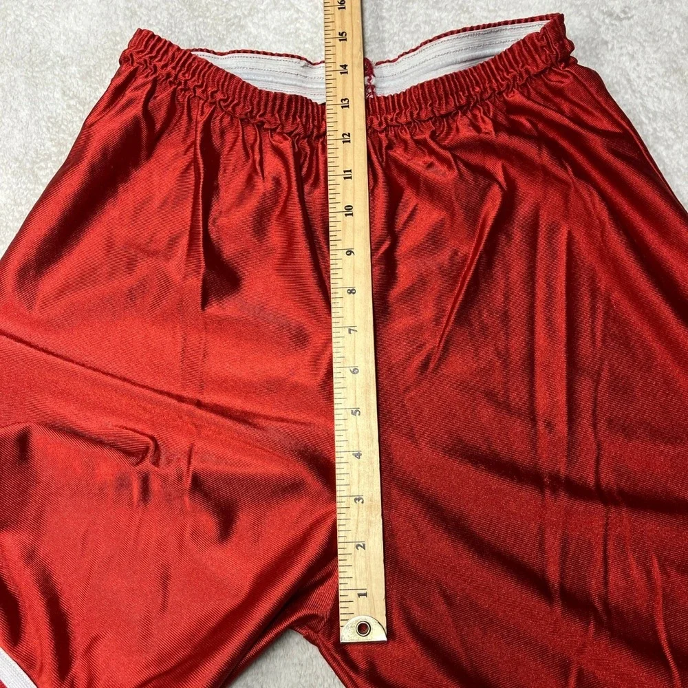Vintage Red Shiny Silky Dazzle Basketball Shorts Made in Canada Mens Medium